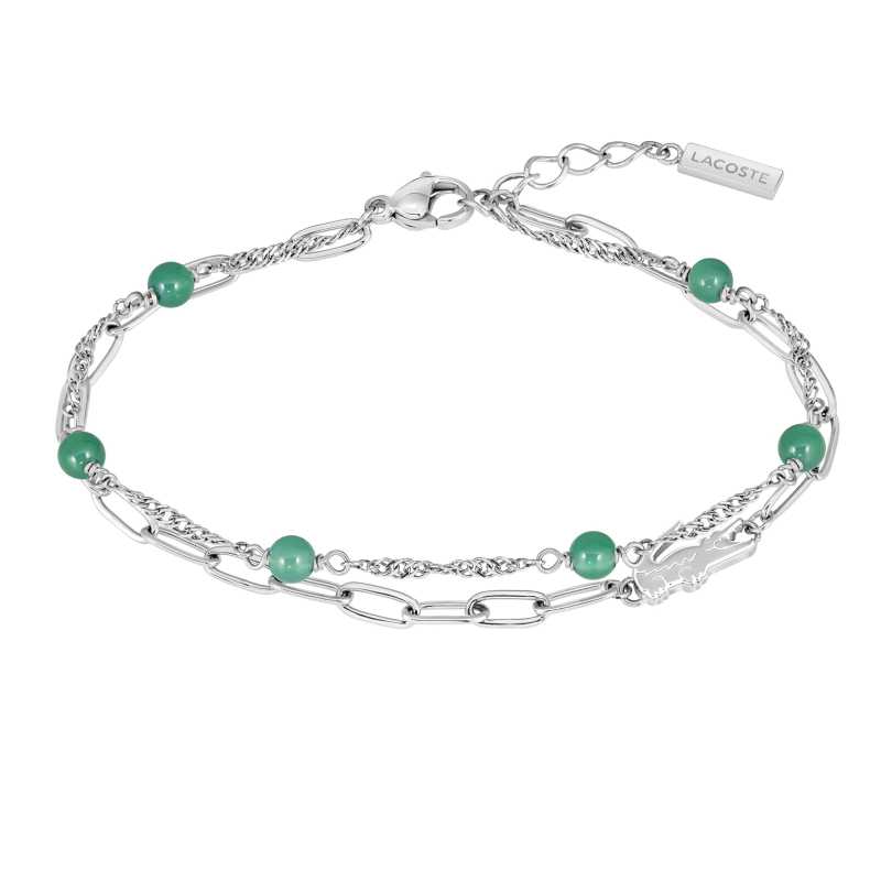 Dámský ocelový náramek se zelenými korálky Deva 2040457 Lacoste Dámský ocelový náramek se zelenými korálky Deva 2040457 Lacoste