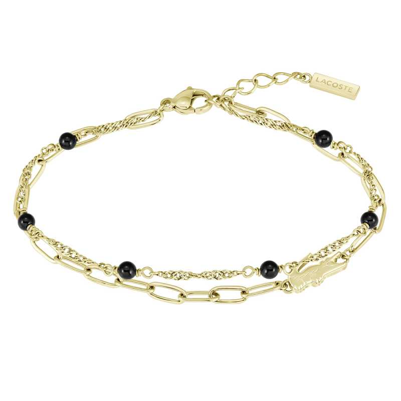 Dámský pozlacený náramek s černými korálky Deva 2040458 Lacoste Dámský pozlacený náramek s černými korálky Deva 2040458 Lacoste