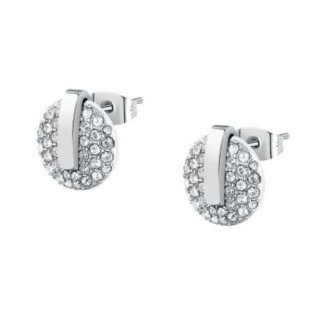 Třpytivé ocelové náušnice s krystaly T-Round TJAYF15 Trussardi