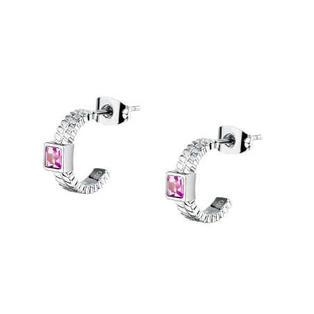 Ocelové náušnice s fuchsiovými krystaly Gioia SAVY43 Morellato