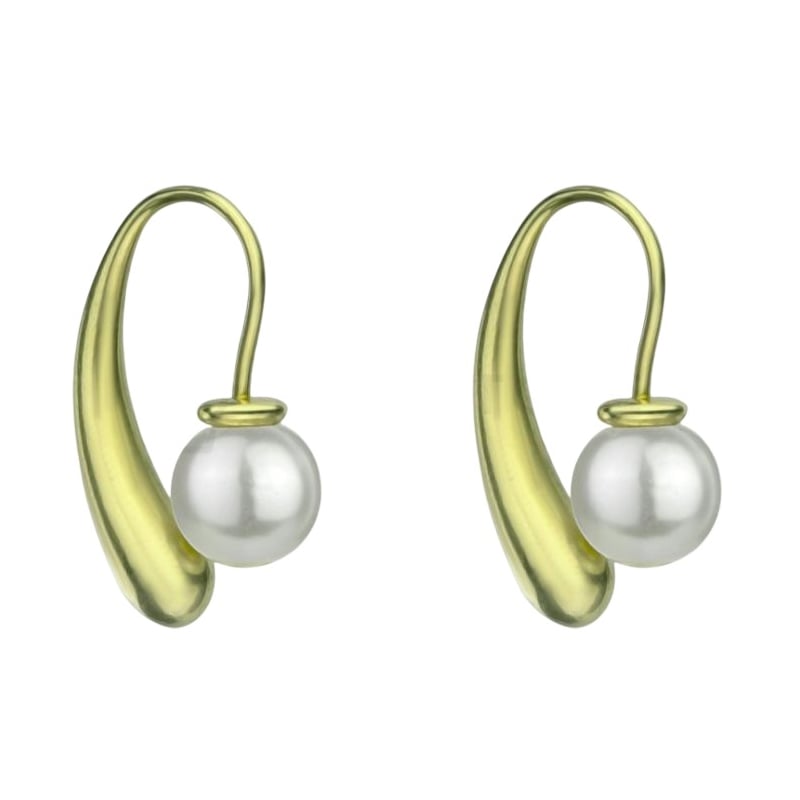 Pozlacené náušnice s umělou perlou Jennifer White Earrings MCE24025G Marc Malone