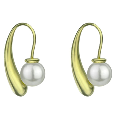 Pozlacené náušnice s umělou perlou Jennifer White Earrings MCE24025G Marc Malone