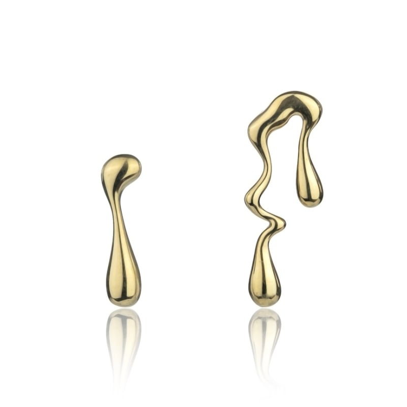Asymetrické pozlacené náušnice Averie Gold Earrings MCE24018G Marc Malone