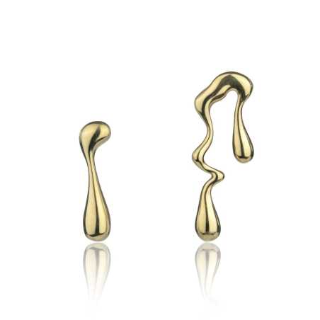 Asymetrické pozlacené náušnice Averie Gold Earrings MCE24018G Marc Malone