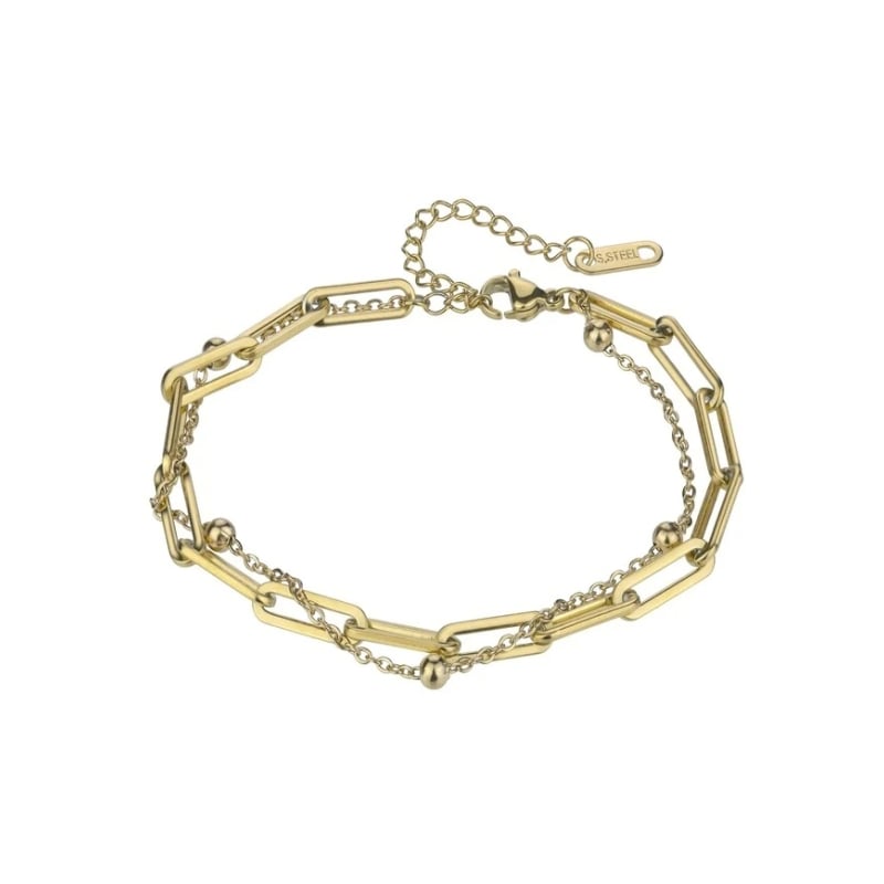 Dvojitý řetízkový náramek Holly Gold Bracelet MCB24021G Marc Malone Dvojitý řetízkový náramek Holly Gold Bracelet MCB24021G Marc Malone
