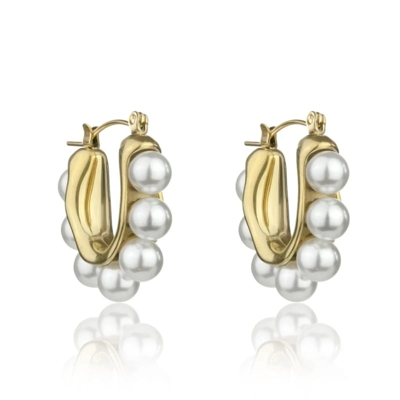 Půvabné perlové náušnice Angel White Earrings MCE24023G Marc Malone