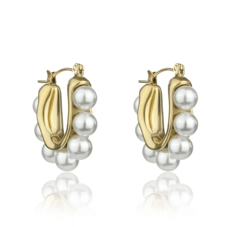 Půvabné perlové náušnice Angel White Earrings MCE24023G Marc Malone