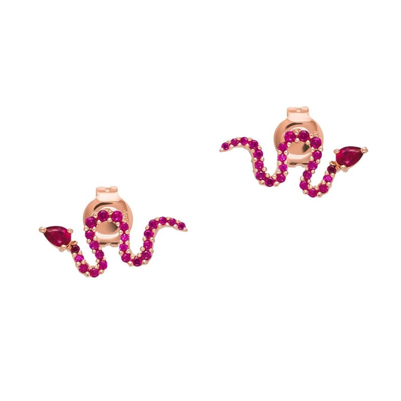 Pozlacené náušnice Had s fuchsiovými zirkony EG3614221 Emporio Armani Pozlacené náušnice Had s fuchsiovými zirkony EG3614221 Emporio Armani