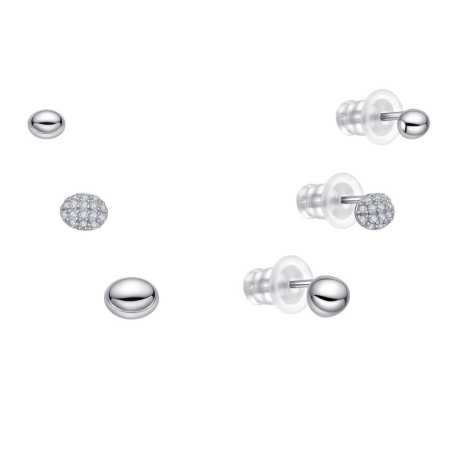Sada drobných stříbrných náušnic E0004887 (3 páry náušnic) Moiss