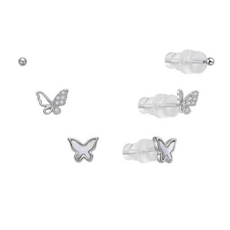 Stříbrná sada hravých náušnic E0004921 (3 páry náušnic) Moiss