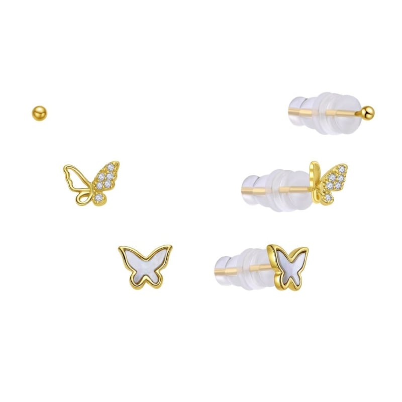 Pozlacená sada hravých náušnic E0004645 (3 páry náušnic) Moiss