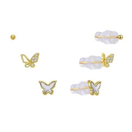 Pozlacená sada hravých náušnic E0004645 (3 páry náušnic) Moiss
