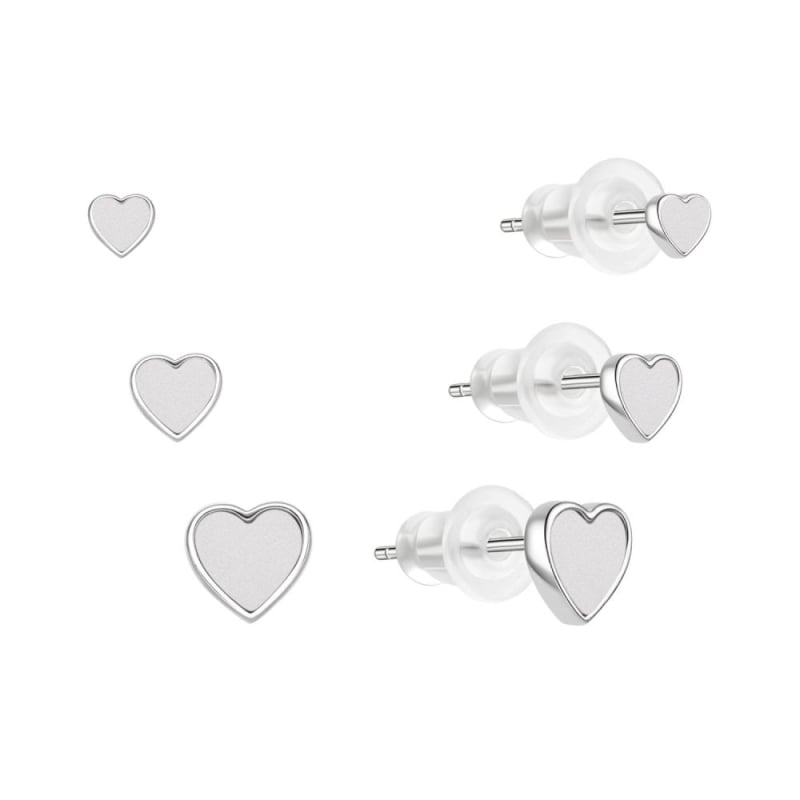 Sada stříbrných náušnic Srdíčka E0004640 (3 páry náušnic) Moiss