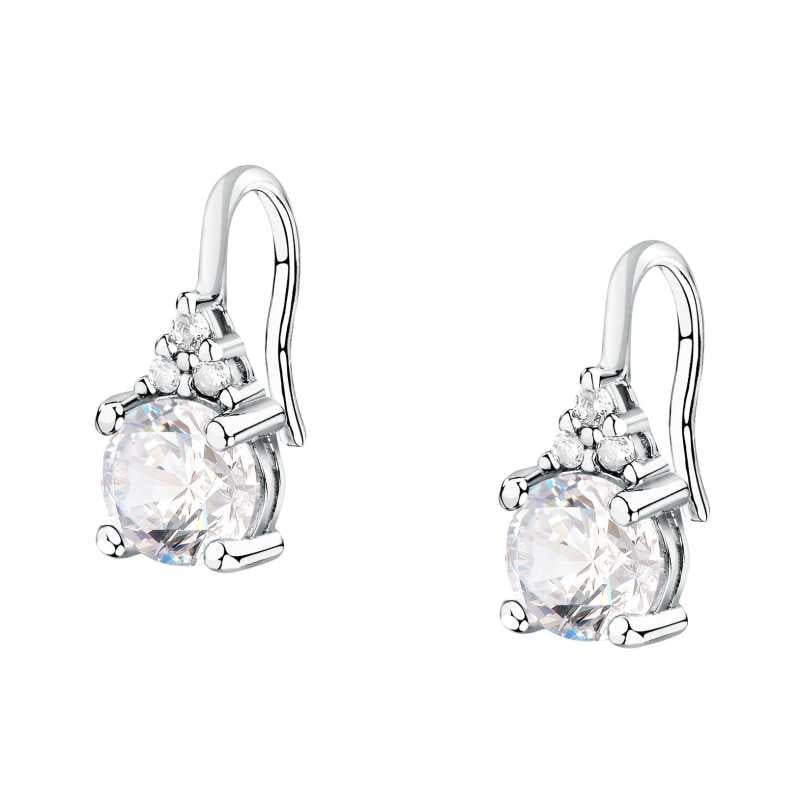 Stříbrné visací náušnice s čirými kubickými zirkony Tesori SAIW298 Morellato