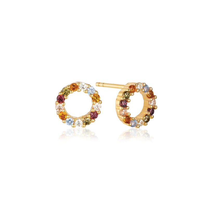 Pozlacené náušnice s barevnými kubickými zirkony Biella SJ-E337-ACZ-YG Sif Jakobs