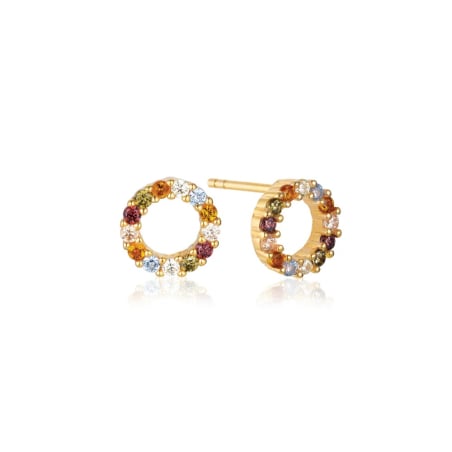 Pozlacené náušnice s barevnými kubickými zirkony Biella SJ-E337-ACZ-YG Sif Jakobs