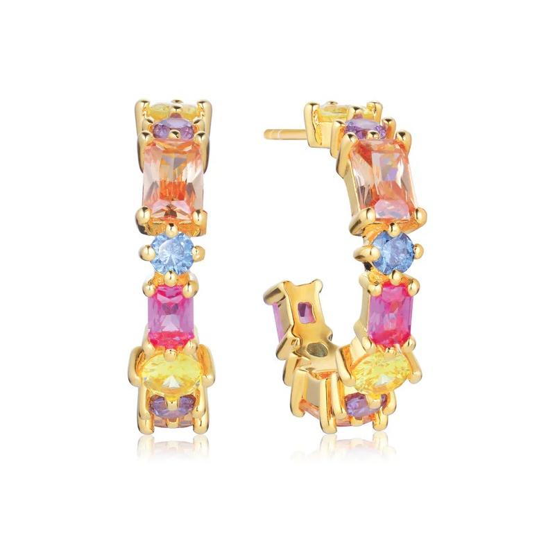 Pozlacené náušnice s barevnými kubickými zirkony Ivrea SJ-E12312-XCZ-YG Sif Jakobs