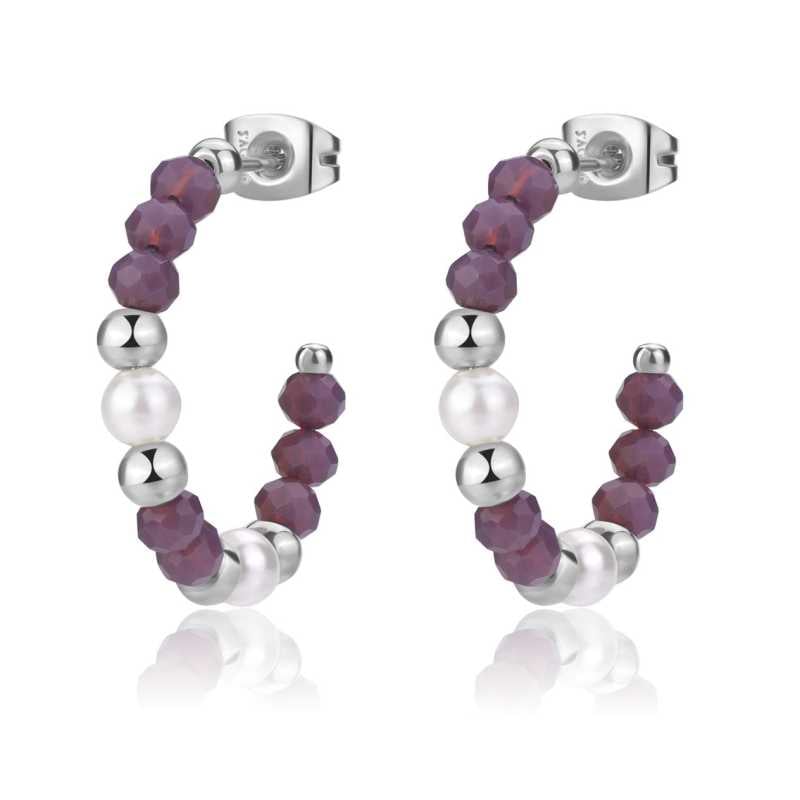 Ocelové kruhové náušnice s korálky Glint SGI21 S Agapo Ocelové kruhové náušnice s korálky Glint SGI21 S Agapo