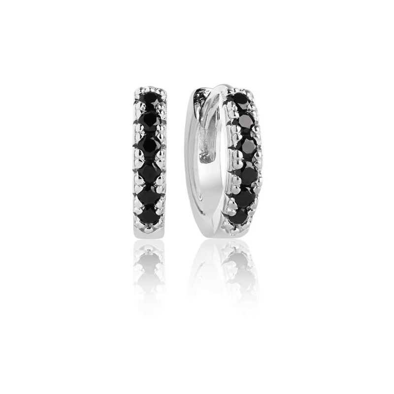 Nadčasové stříbrné náušnice kruhy se zirkony Ellera SJ-E1066-BK Sif Jakobs / Průměr: 2 cm