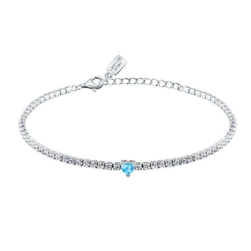Stříbrný tenisový náramek s modrým srdíčkem LPS05AWV44 La Petite Story