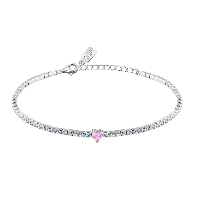Stříbrný tenisový náramek s růžovým srdíčkem LPS05AWV38 La Petite Story
