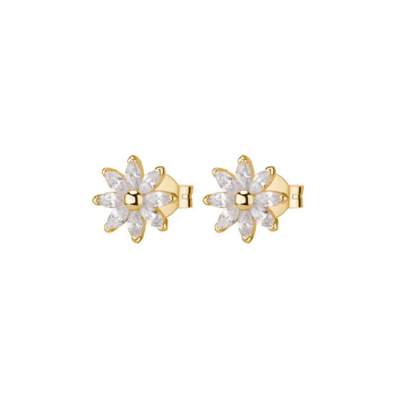 Květinové pozlacené náušnice s kubickými zirkony Gaia RZGA74 Rosato