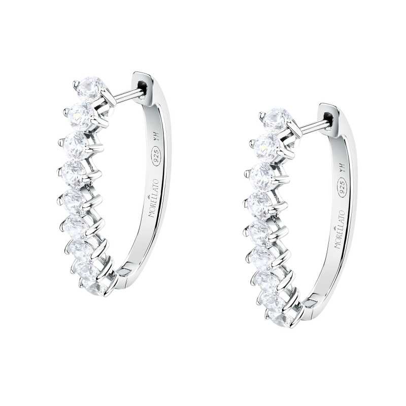 Stříbrné oválné náušnice s kubickými zirkony Tesori SAIW265 Morellato