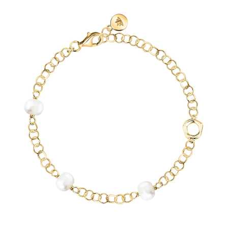 Výrazný pozlacený náramek s říčními perlami Perla SXU48 Morellato