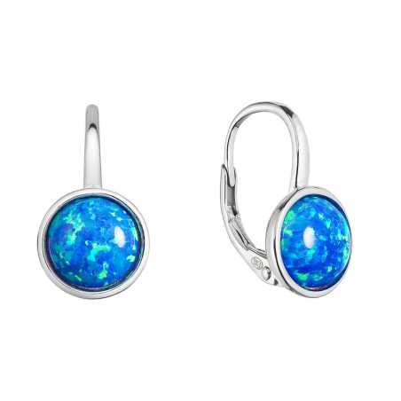 Stříbrné visací náušnice s modrým syntetickým opálem 11466.3 blue Evolution Group