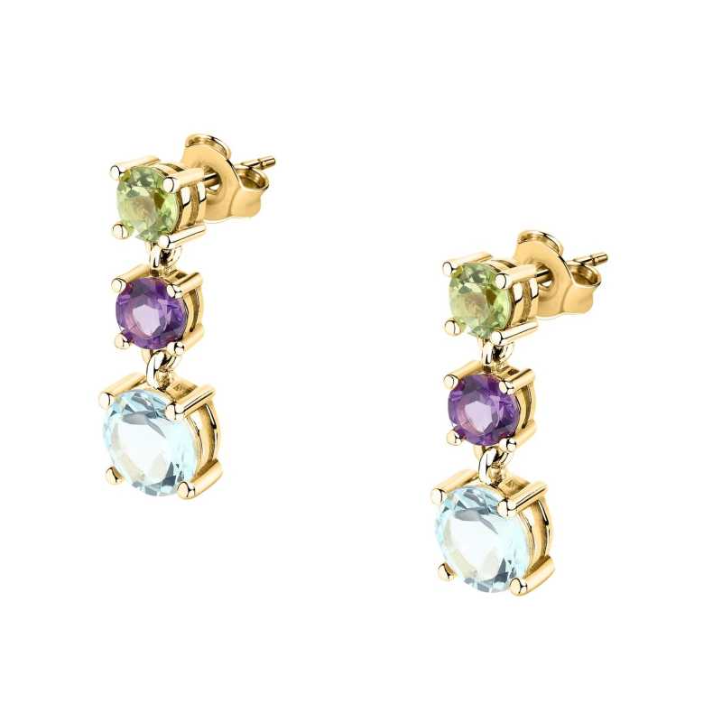 Luxusní pozlacené náušnice s barevnými zirkony Tesori Eterni SAXN39 Morellato