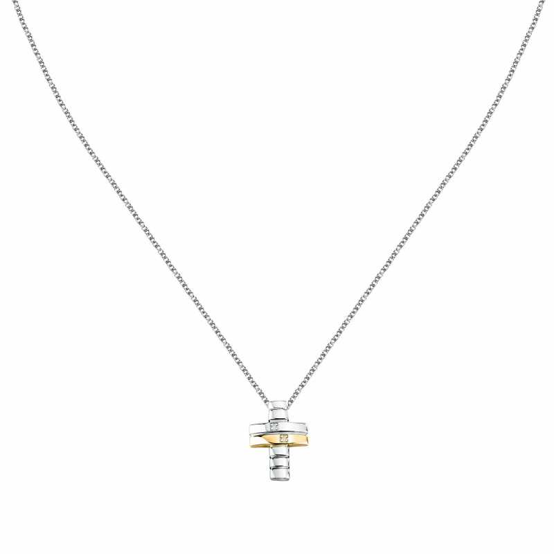 Náhrdelník z recyklovaného stříbra s diamanty Křížek Diamonds SAYE02 Morellato Náhrdelník z recyklovaného stříbra s diamanty Křížek Diamonds SAYE02 Morellato