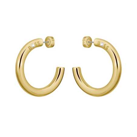 Kruhové náušnice z pozlacené oceli Live Statement 1580738 Hugo Boss