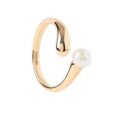 Pozlacený otevřený prsten se sladkovodní perlou La Perla AN01-E08 Pdpaola / Obvod: 52 mm - 52 mm