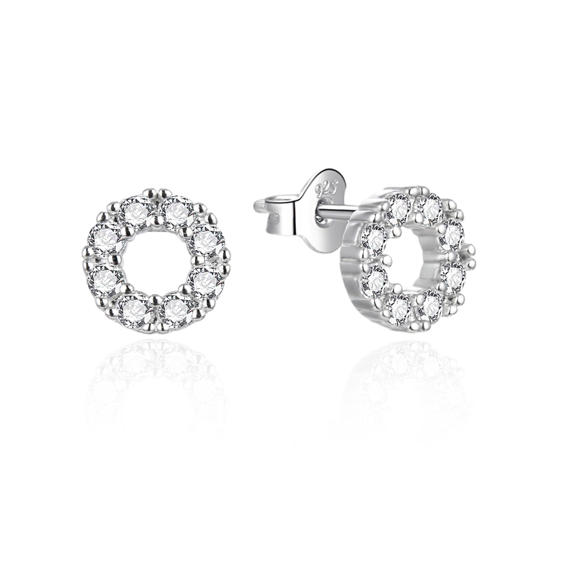 Stříbrné náušnice s čirými zirkony Kruh AGT-E178PW Agato
