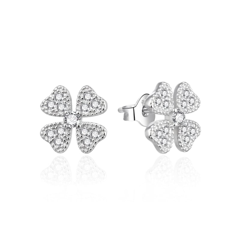 Třpytivé stříbrné náušnice Čtyřlístek AGT-E198PW Agato Třpytivé stříbrné náušnice Čtyřlístek AGT-E198PW Agato
