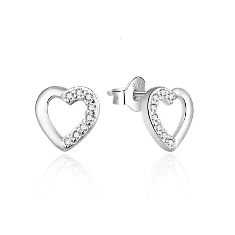 Srdíčkové stříbrné náušnice se zirkony AGT-E199PW Agato