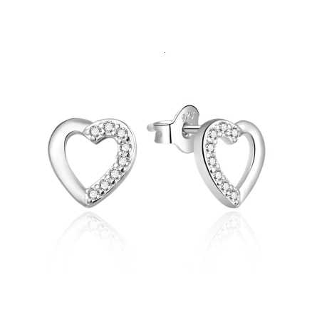 Srdíčkové stříbrné náušnice se zirkony AGT-E199PW Agato