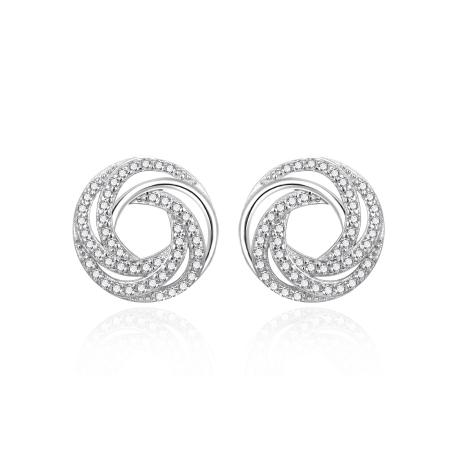 Blyštivé stříbrné náušnice Propletená kolečka AGT-E238PW Agato