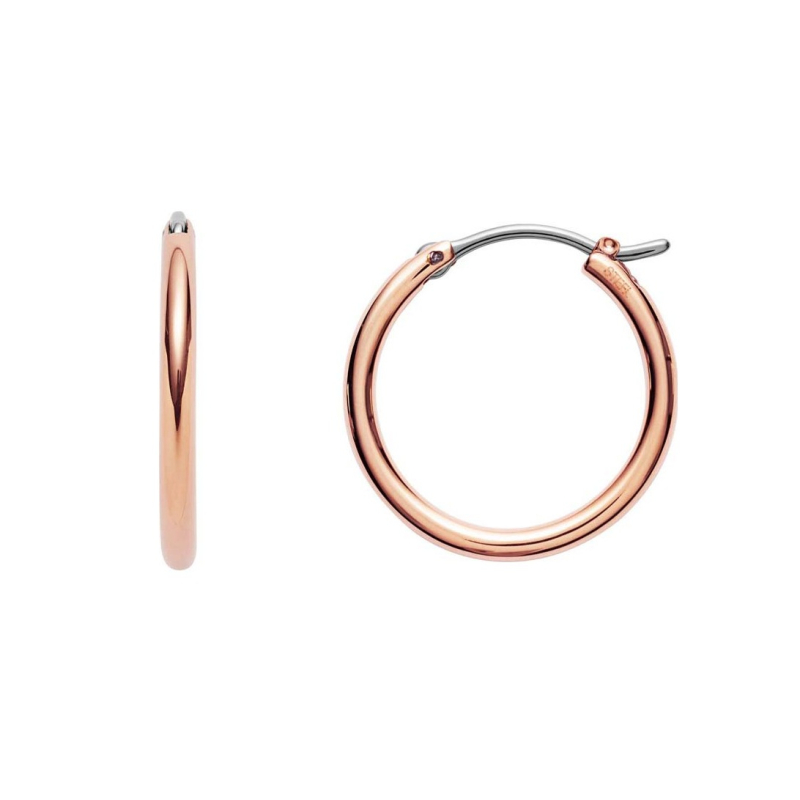 Pozlacené kruhové náušnice z oceli JOF00003791 Fossil