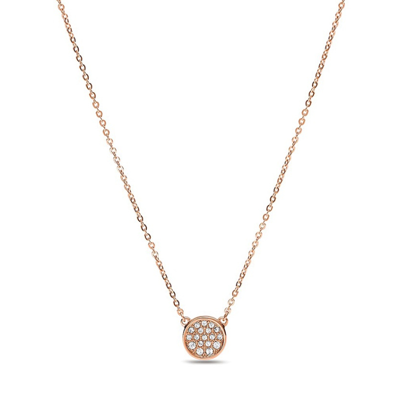 Pozlacený dámský náhrdelník se zirkony JOF00329791 Fossil