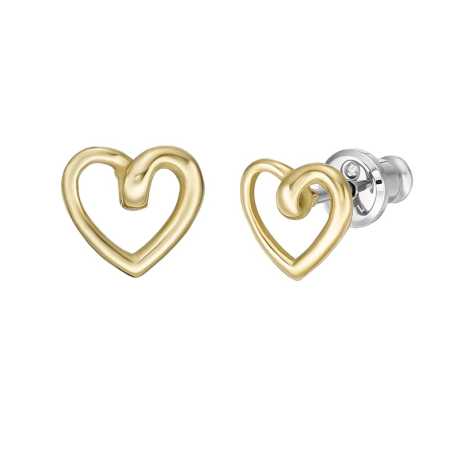 Krásné pozlacené náušnice srdíčka Sawyer JOF00930710 Fossil