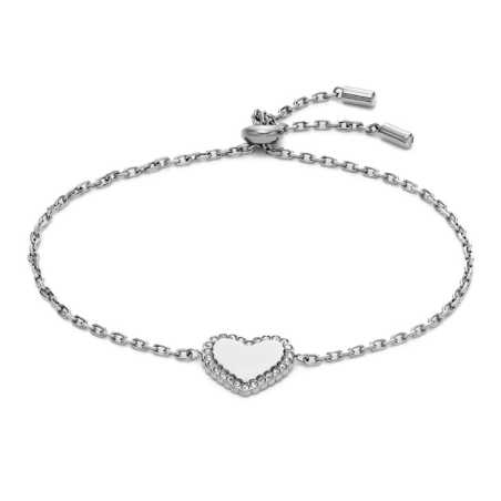 Půvabný ocelový náramek Srdíčko se zirkony JOF00941040 Fossil