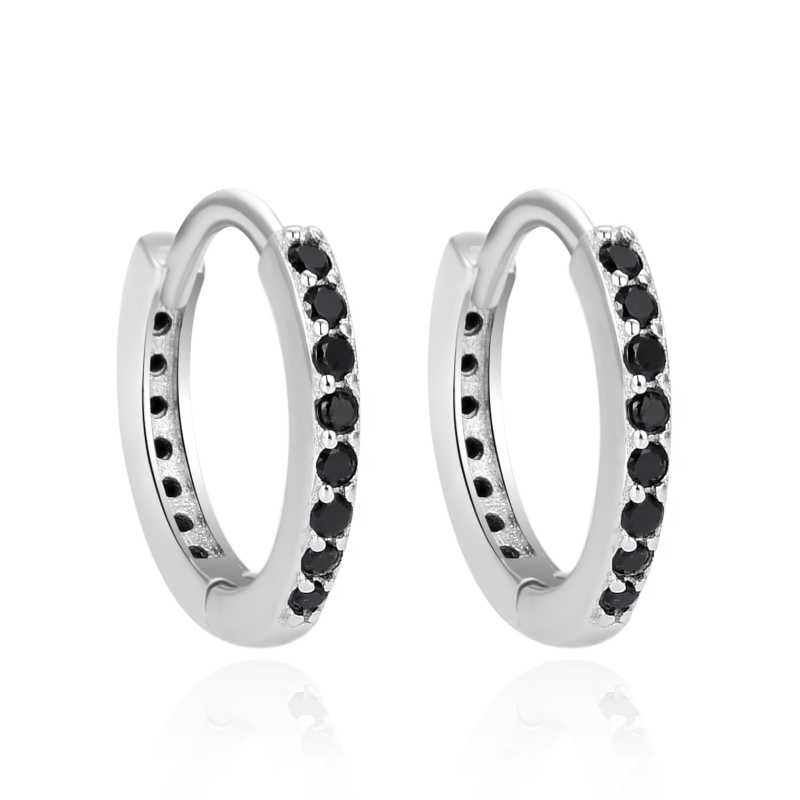 Stříbrné kruhové náušnice s černými zirkony AGT-E234KBK Agato Stříbrné kruhové náušnice s černými zirkony AGT-E234KBK Agato