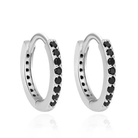 Stříbrné kruhové náušnice s černými zirkony AGT-E234KBK Agato