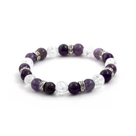 Korálkový náramek z ametystu a křišťálu MINK69 Agato / Délka: 17 cm