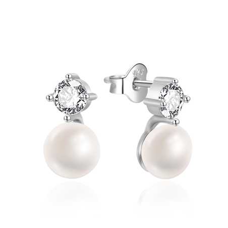 Půvabné stříbrné náušnice se sladkovodní perlou AGT-E221PW-P Agato