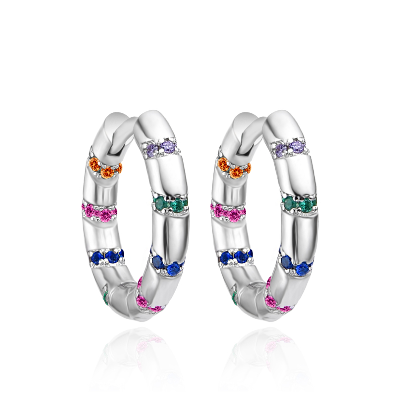 Hravé kruhové náušnice s barevnými zirkony AGT-E252KC Agato Hravé kruhové náušnice s barevnými zirkony AGT-E252KC Agato