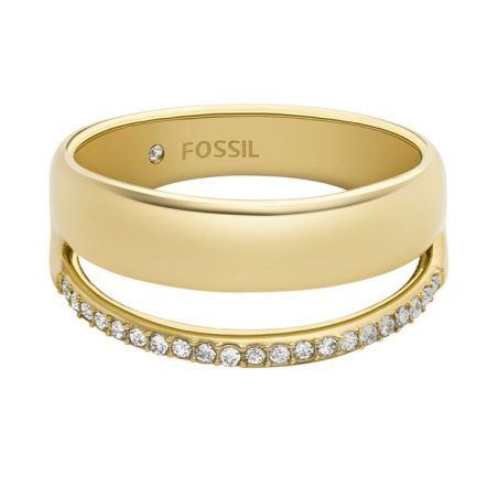 Stylový pozlacený prsten se zirkony Archival JOF01036710 Fossil / Obvod: 49 mm - 49 mm