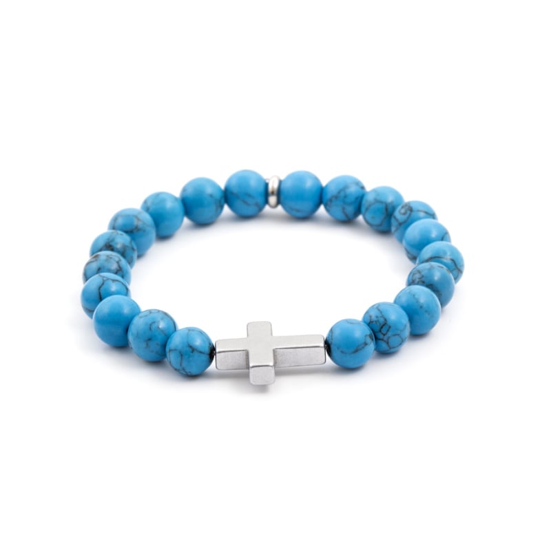 Korálkový náramek z howlitu a hematitu MINK47/18 Agato Korálkový náramek z howlitu a hematitu MINK47/18 Agato