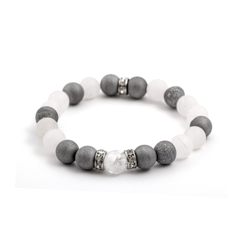 Korálkový náramek z jadeitu a drúz achátu MINK75/17 Agato